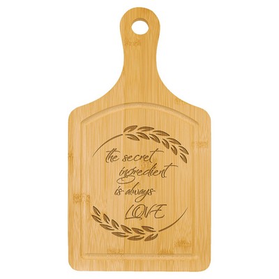 13.5" x 7" Bamboo Cutting Board Paddle Shape with Drip Ring