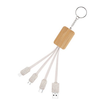 Wood Biodegradable 3 in 1 Charging Cable Square