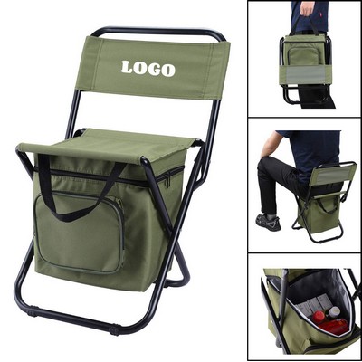 Foldable Fishing Chair With Insulated Cooler Bag