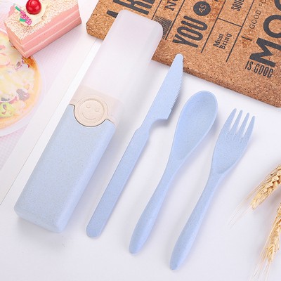 Wheat Straw 3 pcs Cutlery Set with Box