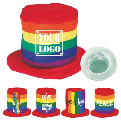 Rainbow Polyester Top Hat