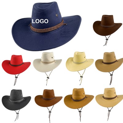 Western Suede Cowboy Hat With Wide Brim