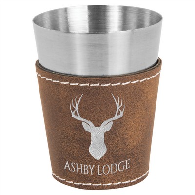 2 oz. Rustic/Silver Leatherette & Stainless Steel Shot Glass