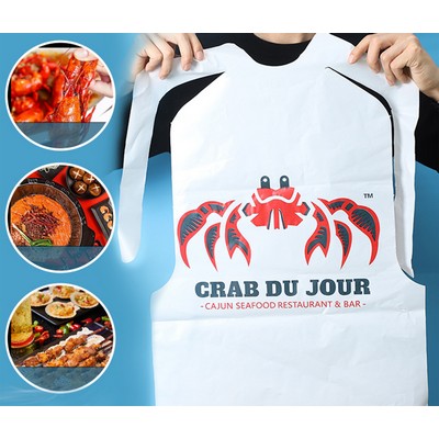 15.6" X 22.8" Disposable Plastic Apron Restaurant Lobster Bibs