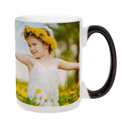 15 Oz. Full Color Changing Sublimation Mug.- Black