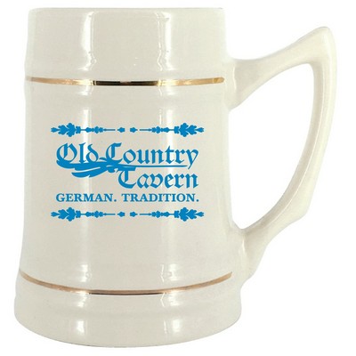 24 oz. Natural Ceramic Stein Mug w/Gold Bands