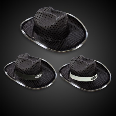 BLACK SEQUIN LED COWBOY HAT(Blank)