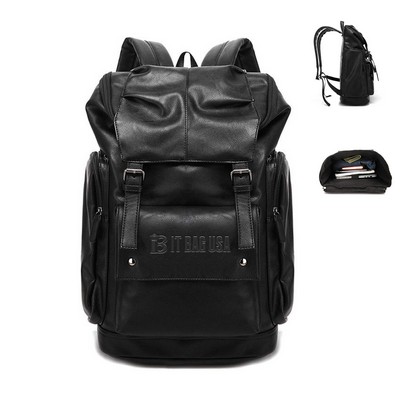 Pu Leather Casual 15.6Inch Laptop Backpack