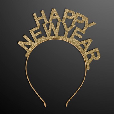 Gold Happy New Year Headbands, NON-Light Up - BLANK