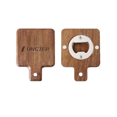 2 in 1 Square Wood Beer Opener Refrigerator Sticker