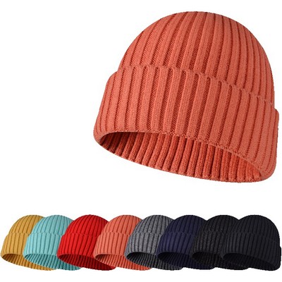 Custom Embroidery Thick Ribbed Knit Beanie