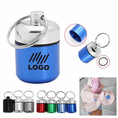 Aluminum Keychain Medication Pill Box Case Organizer