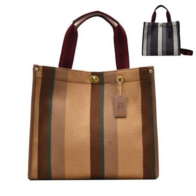 Canvas Tote Bag Vintage Stripe Customized for Women