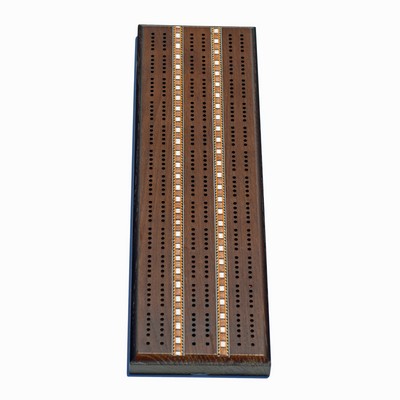 Classic Cribbage Set - Solid Wood with Inlay Sprint 3 Track Board with Metal Pegs