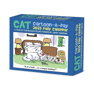 Cat Cartoon-A-Day by Jonny Hawkins 2025 6.2" x 5.4" Box Calendar