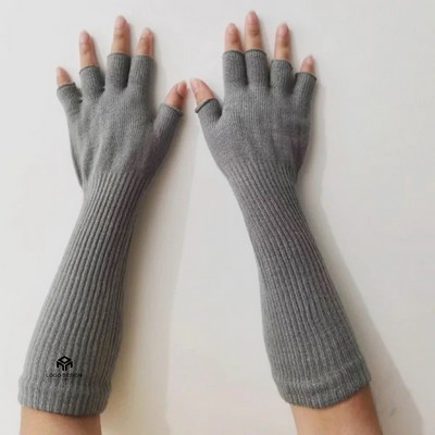 Long Knit Fingerless Gloves