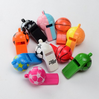 Spheroidal Plastic Whistles With Lanyards