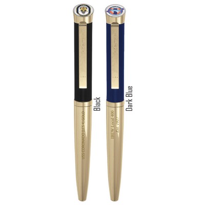 Executive Monogram Pen - Garland® USA Made Executive Rollerball Pen | Polished Gold | High Gloss Cap