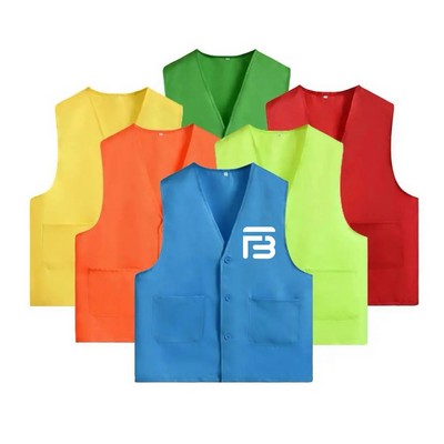 Unisex Volunteer Vest Supermarket Uniform With Button