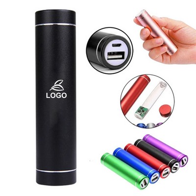 2600 mAh Portable Cylinder Metal Power Bank Charger