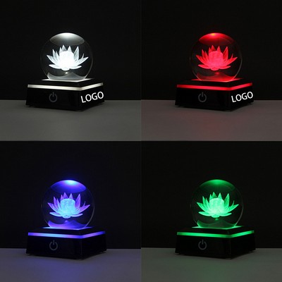 3D Engraved Lotus Crystal Ball