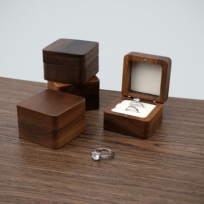 Wooden Ring Box with Velvet Lining