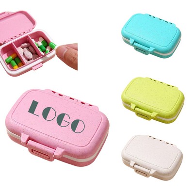 3 Compartments Wheat Straw Travel Pill Box