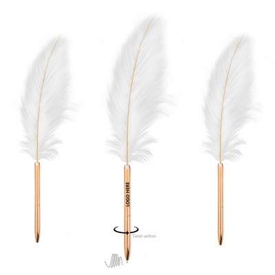 White Feather Metal Pen