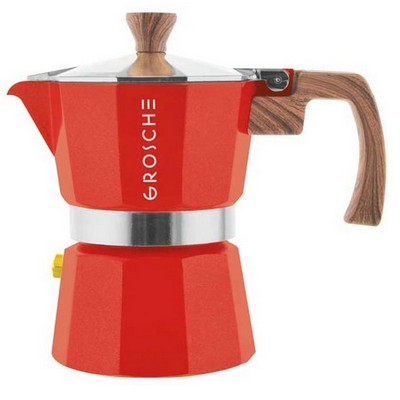 GROSCHE Milano Stovetop Espresso Maker Moka Pot (3 Cup Red)