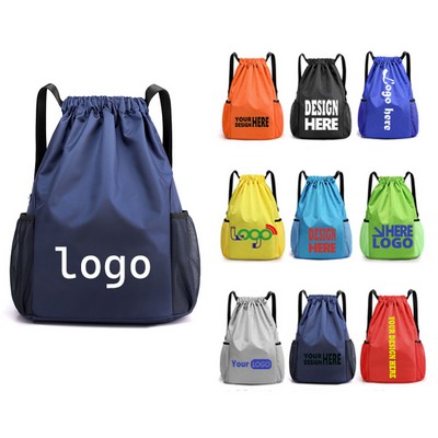 Drawstring Backpack With Pocket