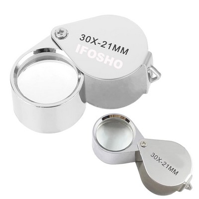 Foldable 30 x 21mm Jeweler Loupe Magnifier Pocket Mini Magnifying Glass for Inspection Gems Diamonds