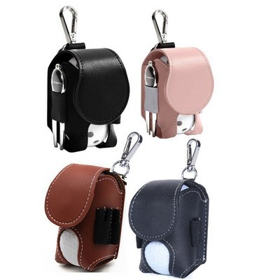 PU Leather Golf Ball Pouch, Metal Clip – Compact and Durable Design