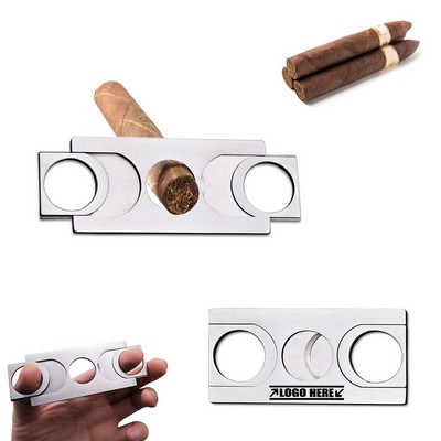 Compact Rectangle Cigar Cutter with Double Sharp Blades