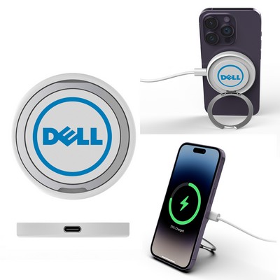 Magnetic Phone Grip Wireless Charger with Kickstand