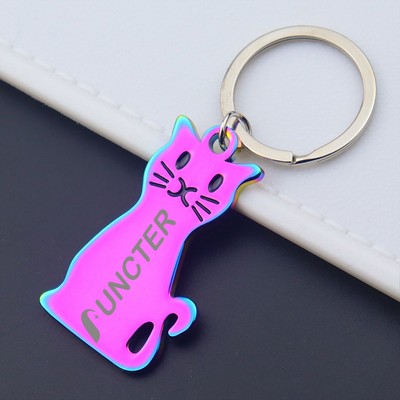 Rainbow Color Cute Cat Key Chain