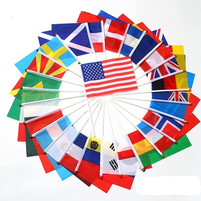 Full-Color Hand Held Polyester Stick Flags MOQ 100PCS