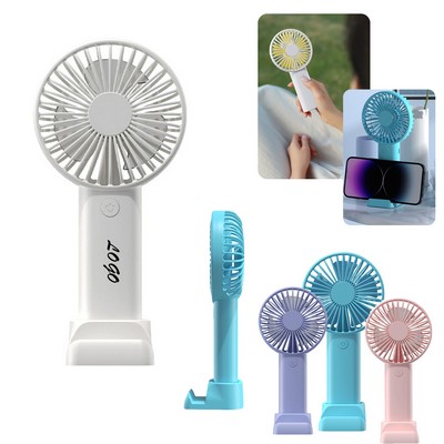 Mini USB Rechargeable Handheld Fan With Phone Stand Base