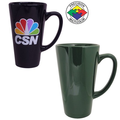 15 Oz. Vitrified Hunter Green Cafe Latte Mug - Screen Printed