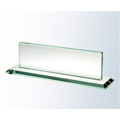 Jade Glass Name Plate with Glass Base, 12"x3-1/2"