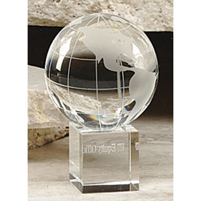 2 3/8" Optical Crystal World Globe Award w/Base