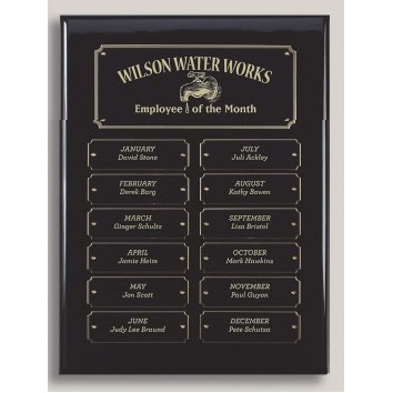 Piano Finish Perpetual Plaque w/18 Plates (10.5" x 13")