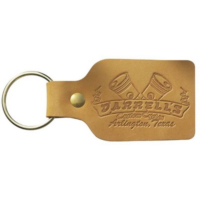 Large Rectangle Bonded Leather Riveted Key Tag (1 3/4"x3")