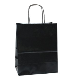 Midnight Black Chimp Gloss Color Paper Shopping Bag (8"x4 3/4"x10 1/2")