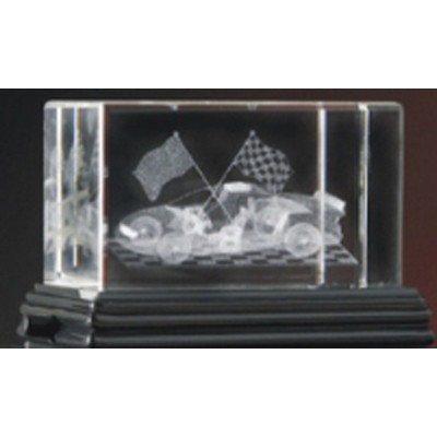 3D Race Car Optical Clear Crystal Award