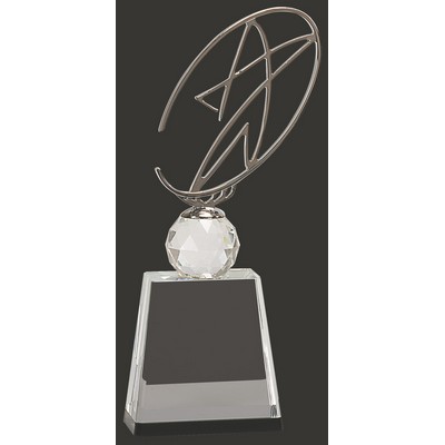 Silver Star Crystal & Metal Award L - 12'' h