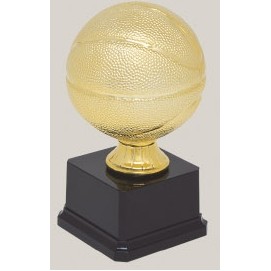 Gold Small Basketball Sport Ball Resin Trophy w/3.75"x2.125" Black Base