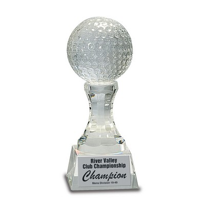 Crystal Golf Ball on Clear Pedestal Base