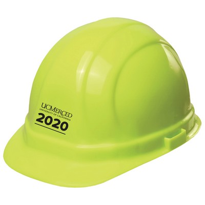 Hi-viz lime hard hat, six point ratchet suspension