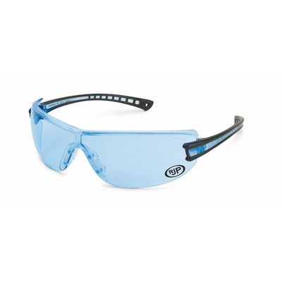 Black frame, elastic temple, pacific blue lens, Luminary safety glasses