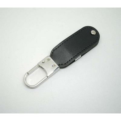 4 GB Leather Swivel Keyring USB Flash Drive